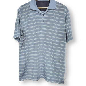 George Short Sleeve Polo Shirt Gray Stripe Size L